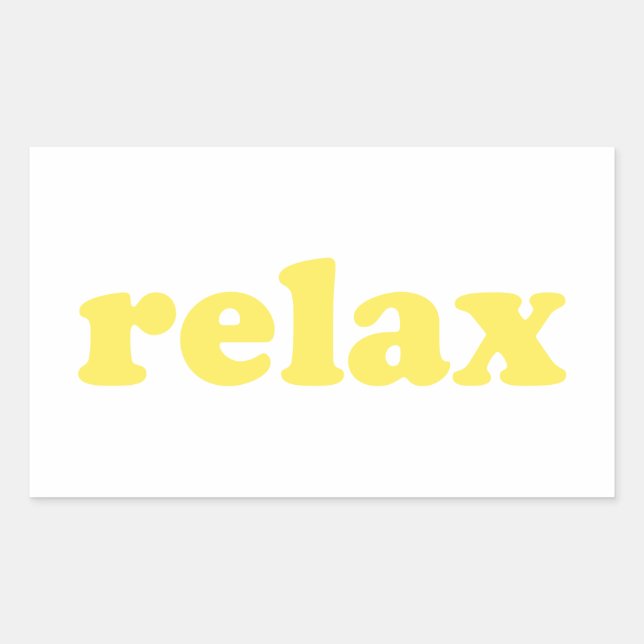 Pegatina Rectangular Relax amarillo moderno tipografía divertido (Anverso)