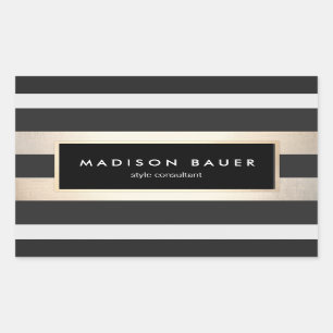 Pegatina Rectangular Relieve metalizado dorado elegante moderno rayado