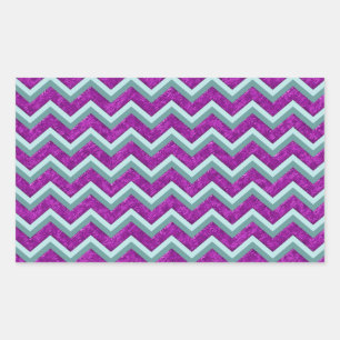 Pegatina Rectangular Relieve metalizado magenta y patrón ZigZag Verde a