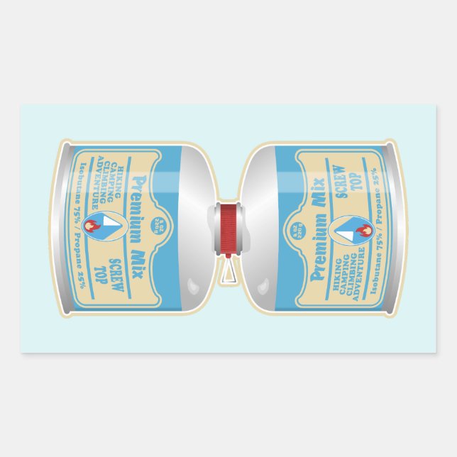 Pegatina Rectangular Rellenando botes de gas para cocinas de campamento (Anverso)
