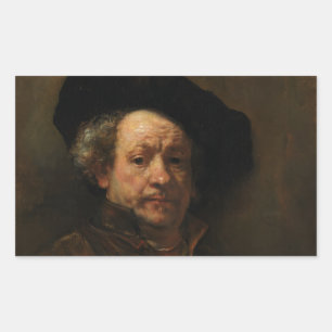 Pegatina Rectangular Rembrandt van Rijn's Self Retrait Bella Artes