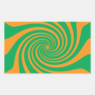 Pegatina Rectangular remolino verde naranja