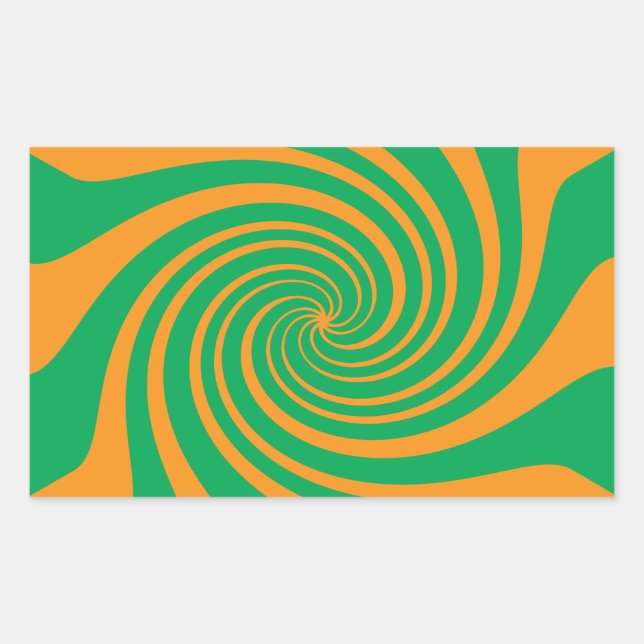 Pegatina Rectangular remolino verde naranja (Anverso)
