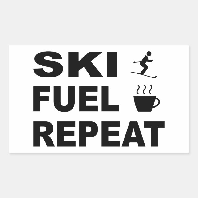 Pegatina Rectangular Repetición de combustible para esquí (Anverso)
