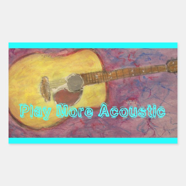 Pegatina Rectangular Reproducir más acústico (Anverso)