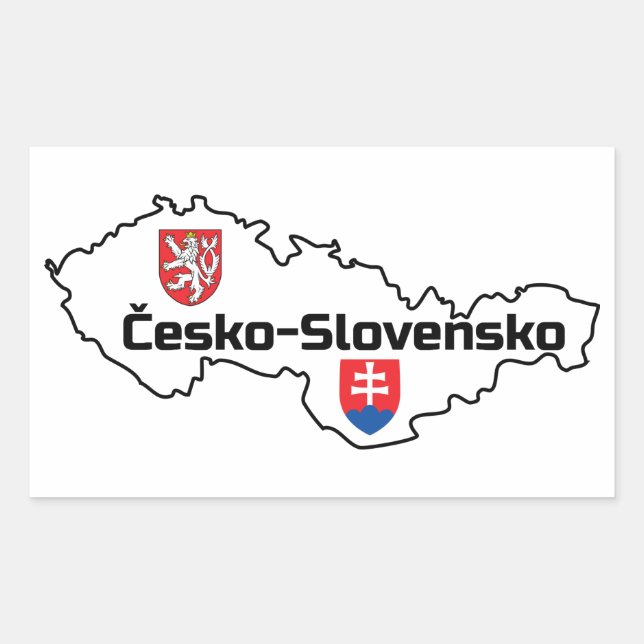 Pegatina Rectangular República Checa-Eslovaquia (Anverso)