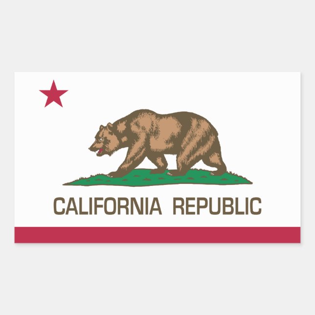 Pegatina Rectangular República de California (Bandera Estatal) (Anverso)