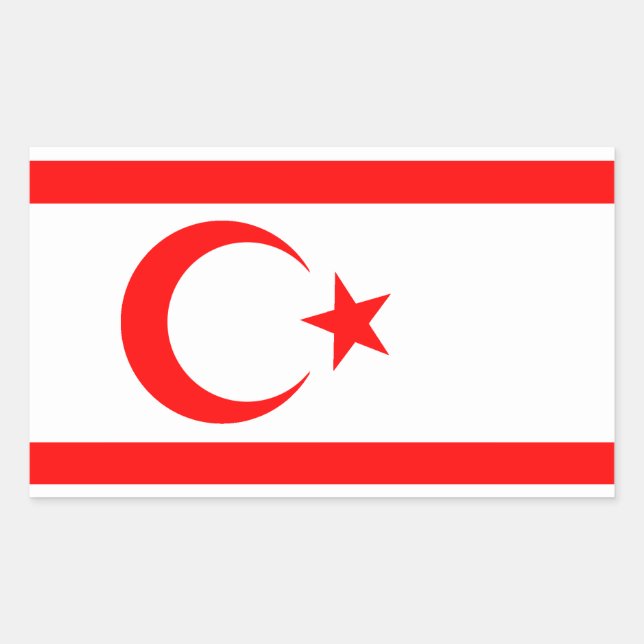 Pegatina Rectangular República Turca de Chipre Septentrional (Anverso)
