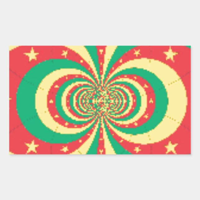 Pegatina Rectangular République du Cameroun, estrella de cinco puntas (Anverso)