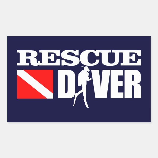 Pegatina Rectangular Rescue Diver 2 (Anverso)