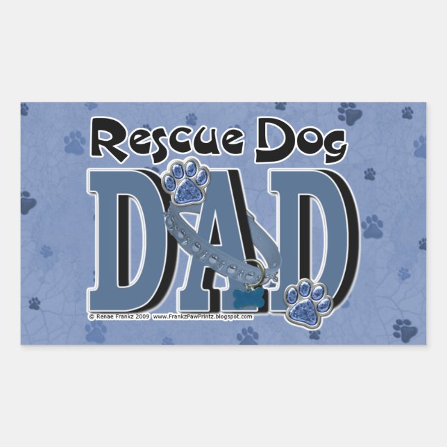 Pegatina Rectangular Rescue Dog DAD (Anverso)