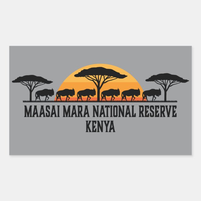 Pegatina Rectangular Reserva Nacional Maasai Mara de Kenia (Anverso)