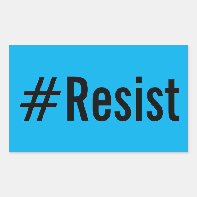 Pegatina Rectangular #Resist (resiste), texto negro negrita sobre pegat (Anverso)