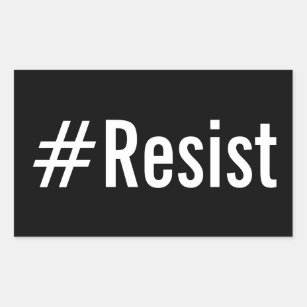 Pegatina Rectangular #Resist, texto blanco en negrita sobre pegatinas n