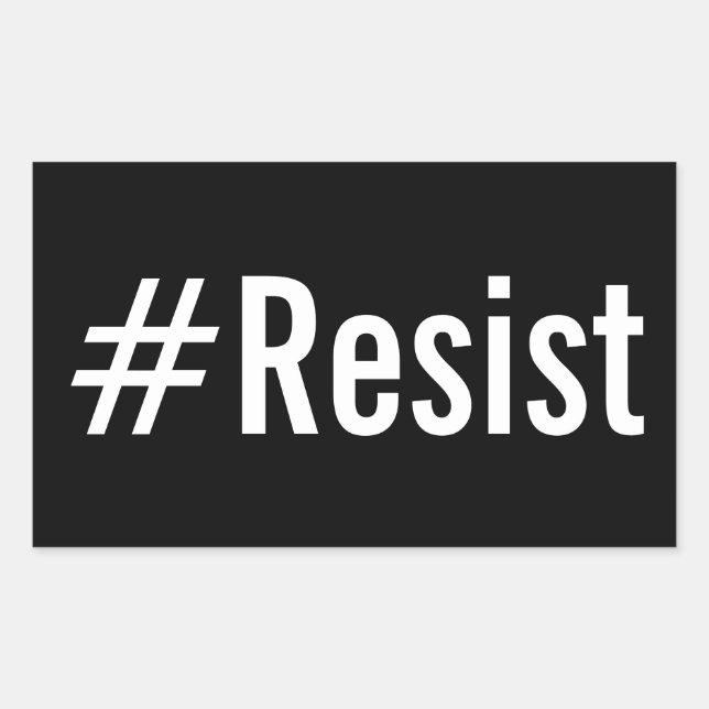 Pegatina Rectangular #Resist, texto blanco en negrita sobre pegatinas n (Anverso)
