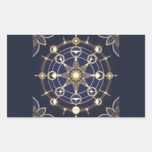 Pegatina Rectangular Resplandor Divino – Mandala Dorado del Despertar