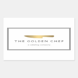 Pegatina Rectangular Restaurante con el logotipo del chef Gold