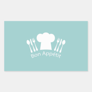 Pegatina Rectangular Restaurante o cocina de Chef francés Bon Appetit
