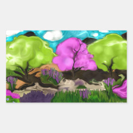 Pegatina Rectangular Resumen Art Cotton Candy Trees
