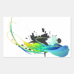 Pegatina Rectangular Resumen de aguas frías Paint Splatts