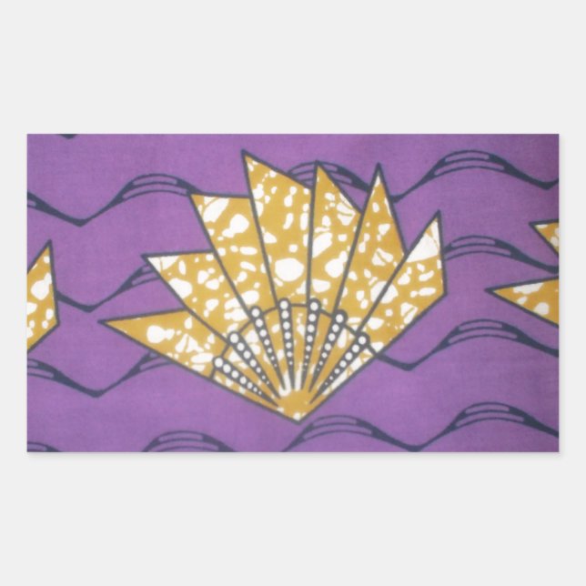 Pegatina Rectangular Resumen de arte africano: Olas de pasión púrpura (Anverso)