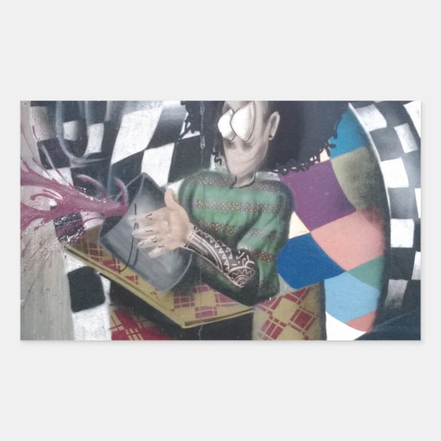 Pegatina Rectangular Resumen de arte de graffiti (Anverso)