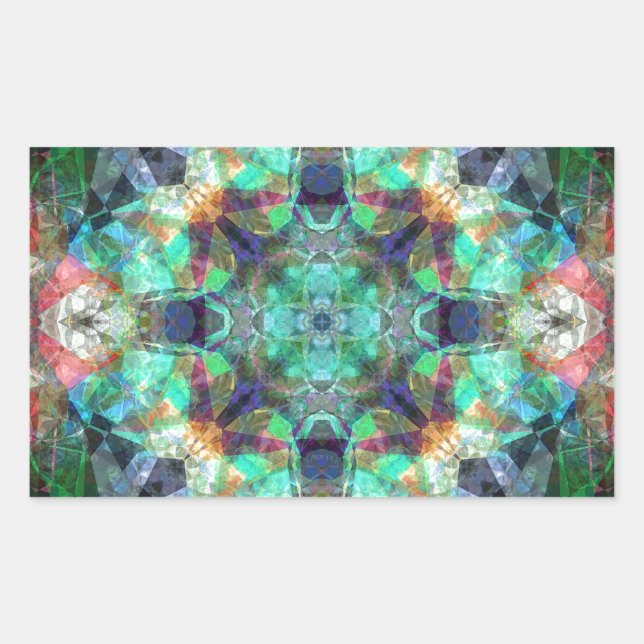 Pegatina Rectangular Resumen de vidrio manchado (Anverso)