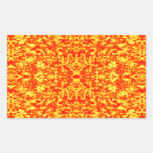 Pegatina Rectangular Resumen Fractal En Rojo Y Naranja