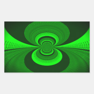 Pegatina Rectangular Resumen Modelo caleidoscopio Groovy Verde Brillant