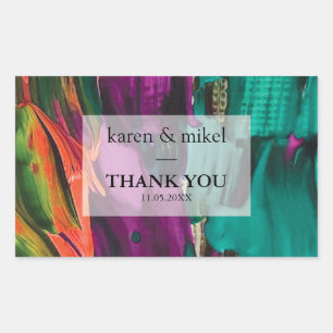 Pegatina Rectangular Resumen Pintura Boda acrílico