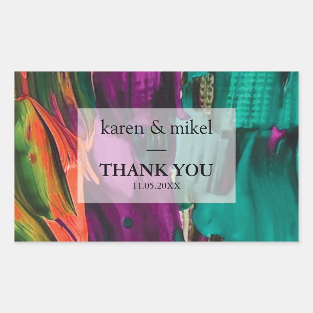 Pegatina Rectangular Resumen Pintura Boda acrílico (Anverso)