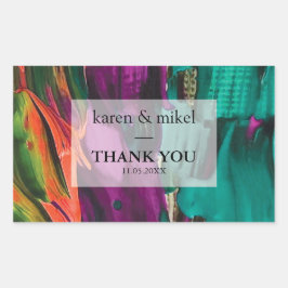 Pegatina Rectangular Resumen Pintura Boda acrílico