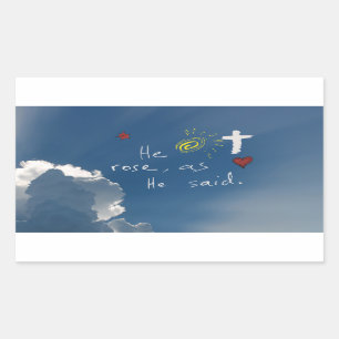 Pegatina Rectangular Resurrección De Pascua Se Levanta Rosa Jesús