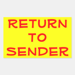 Pegatina Rectangular Retorno rojo al remitente en amarillo
