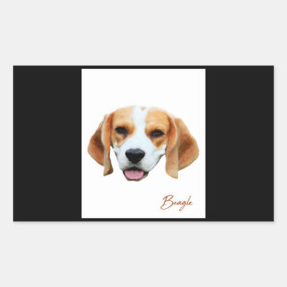 Pegatina Rectangular Retrato de color de perro beagle