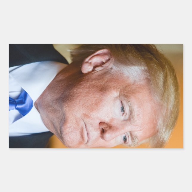 Pegatina Rectangular Retrato de Donald Trump (Anverso)