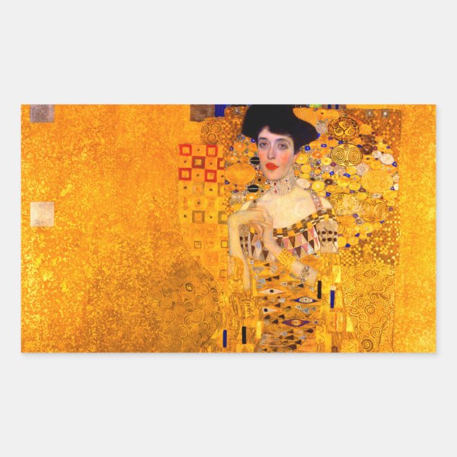 Pegatina Rectangular Retrato de Gustav Klimt de Adele Bloch Bauer (Anverso)