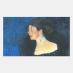 Pegatina Rectangular Retrato de Klimt del Rosa von Rosthorn-Friedmann