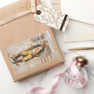 Pegatina Rectangular Retrato de Sheriff por Seltzer, Vaquero del Viejo 