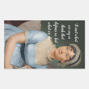 Pegatina Rectangular retrato y cita de Jane Austen