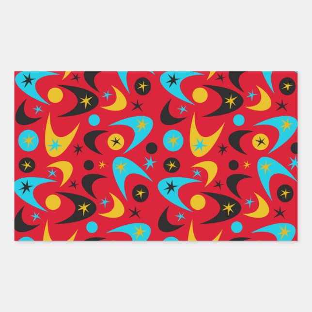 Pegatina Rectangular Retro Boomerangs (Anverso)