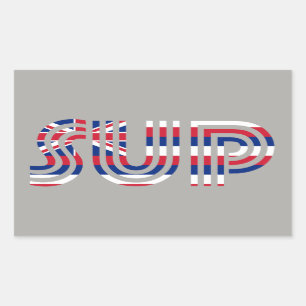 Pegatina Rectangular Retro de bandera de SUP Hawaii
