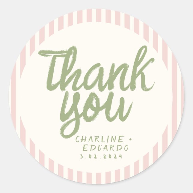 Pegatina rectangular retro de escritura a mano par (Anverso)