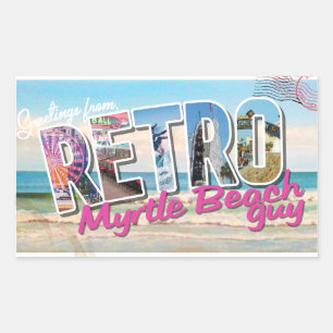 Pegatina Rectangular Retro Myrtle Beach Guy