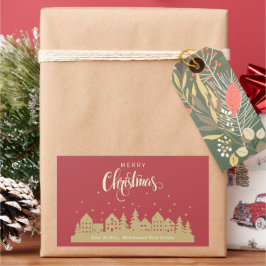 Pegatina Rectangular Retro rojo en la casa de los navidades | Personali