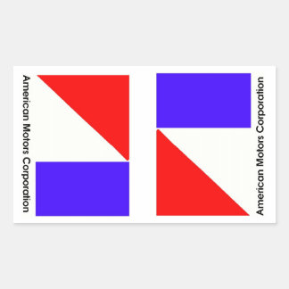 PEGATINA RECTANGULAR REVISADOS LOGOS DE LA EMPRESA MOTORS AMERICANA
