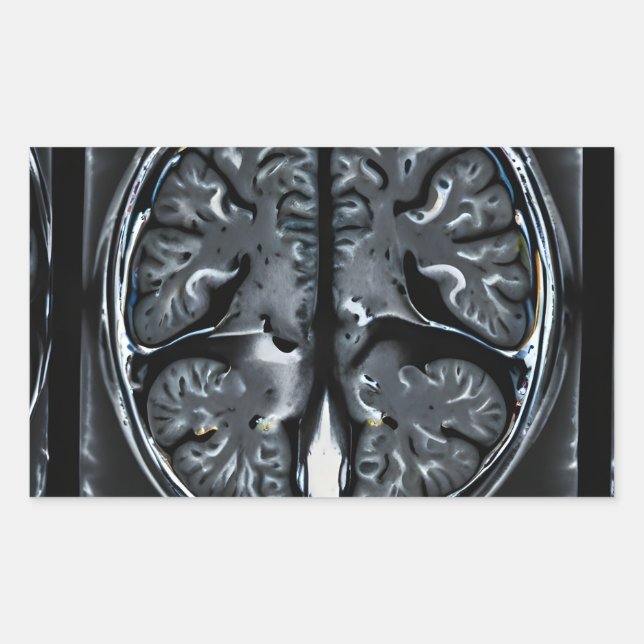 Pegatina Rectangular Revisión cerebral por resonancia magnética (Anverso)
