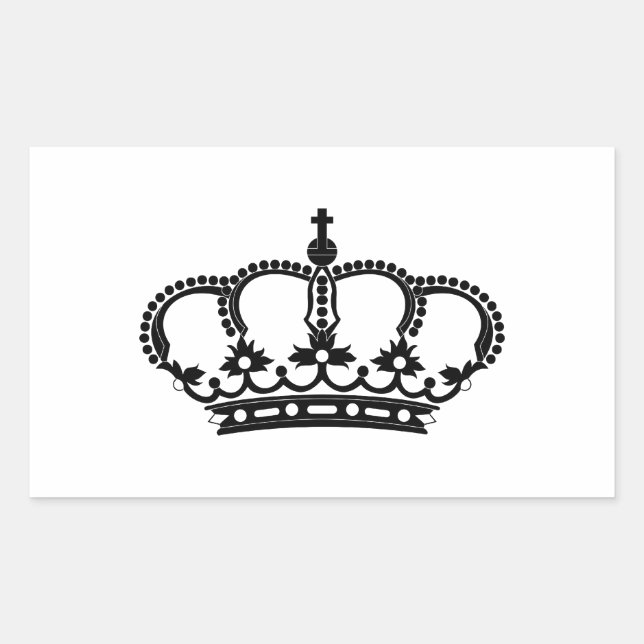 Pegatina Rectangular Rey de la Corona Real (Anverso)