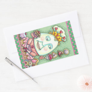 PEGATINA RECTANGULAR REY HUMPTY DE CORAZONES Y CONFECCIONES, VALENTINA