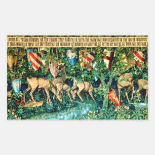 Pegatina Rectangular Rey Medieval Arthur William Morris